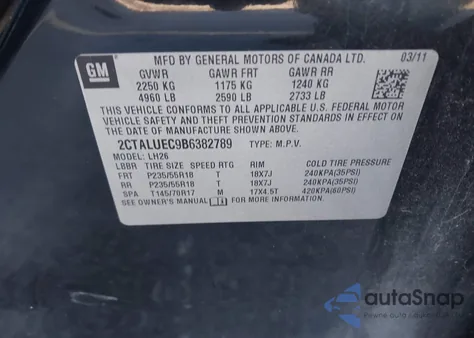 2011 GMC Terrain Slt-1 z USA, uszkodzony, nr VIN 2CTALUEC9B6382789